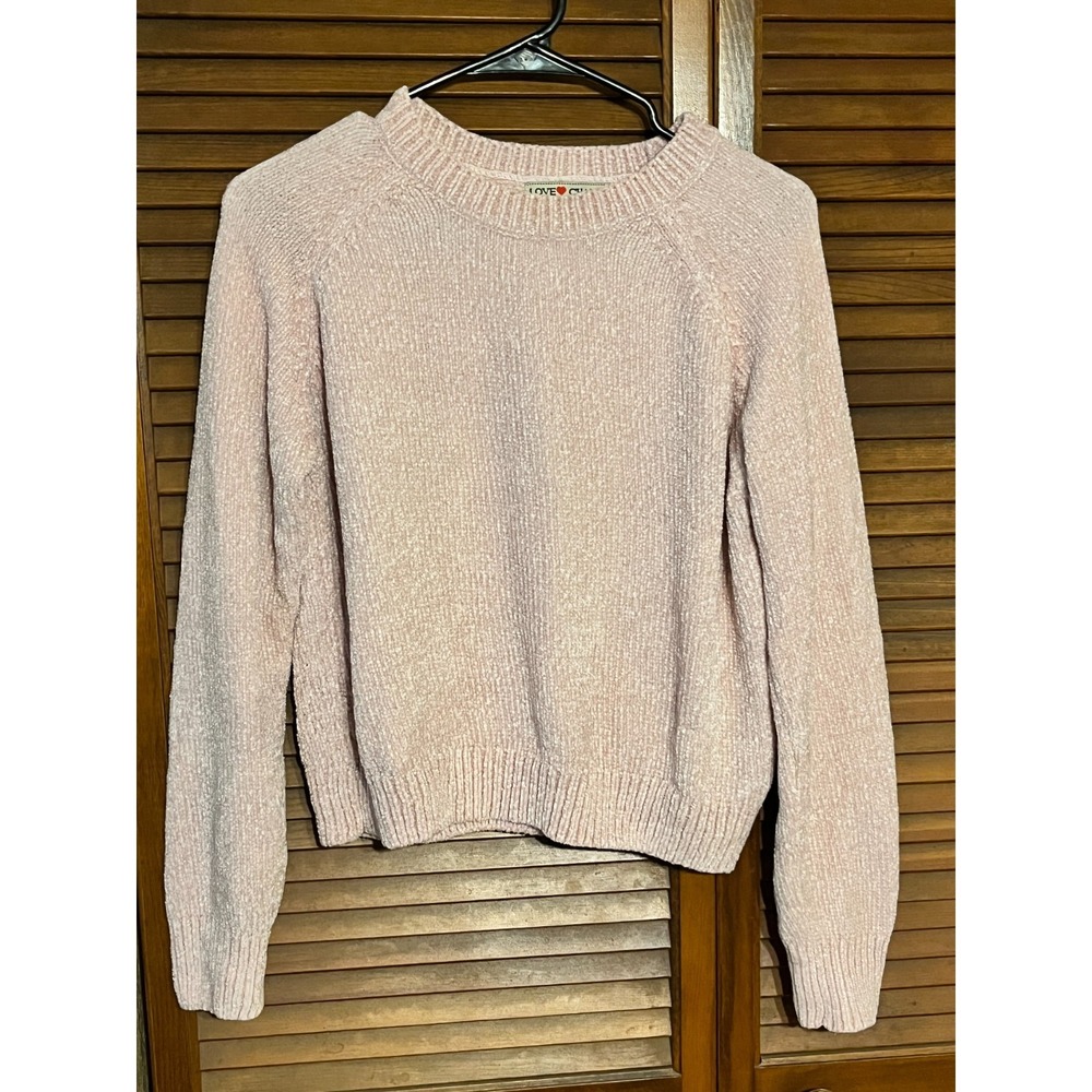Love Change Italy Pink Chenille Crew Neck Medium Sweater Womens Soft Knit - Picture 1 of 6
